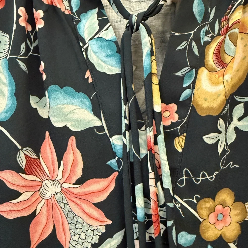 LOFT Floral Sleeveless Blouse - Dark Blue Multicolor - Picture 3 of 6